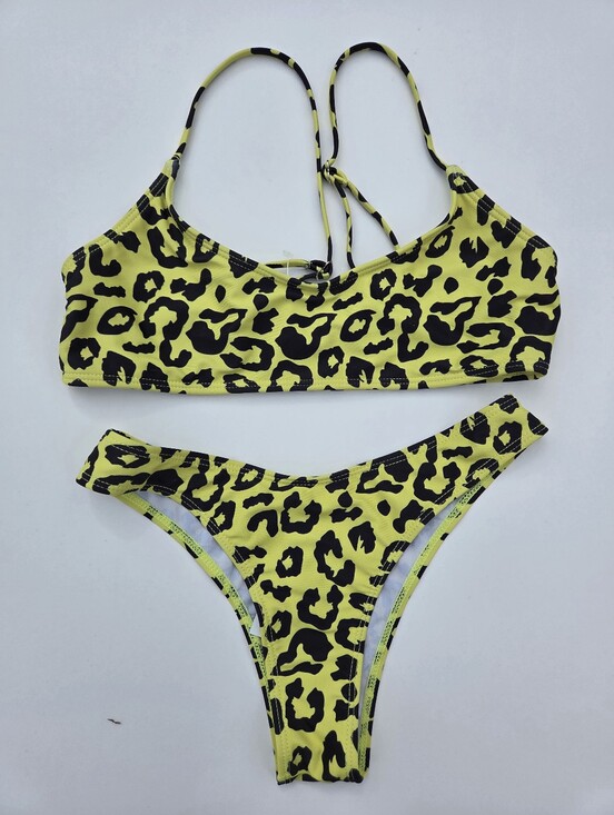 Other - New Neon Yellow Leopard Print Sexy Sporty Bikini Swimsuit S